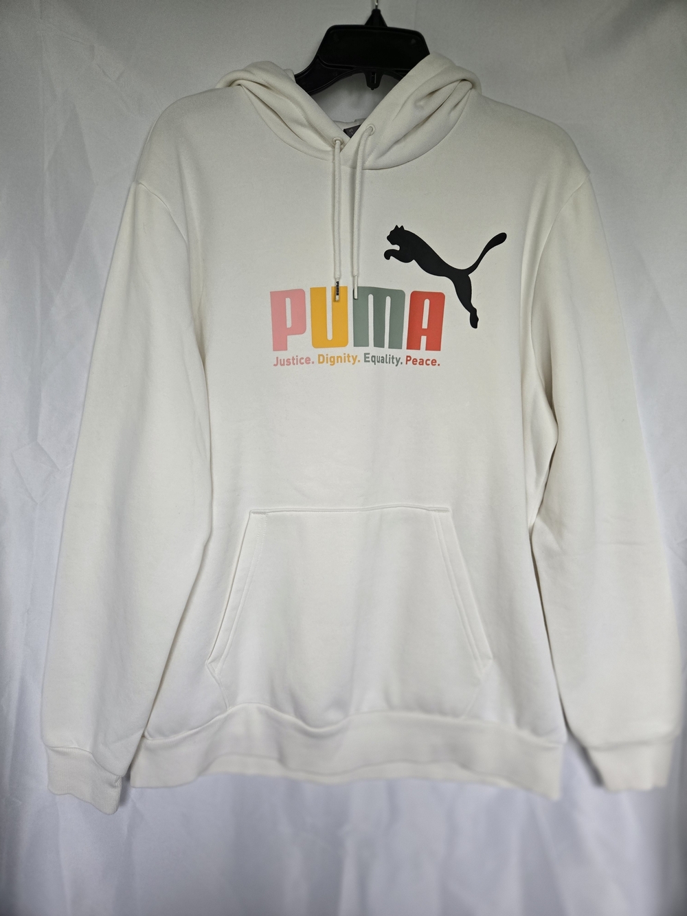 Puma Cream Hoodie with Color Block Logo